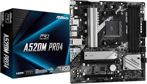 ASRock A520M Pro4 AMD Ryzen serie 30004000 (Soket AM4) compatible con chipset A520, placa base Micro ATX producto de distribuidor autorizado nacional