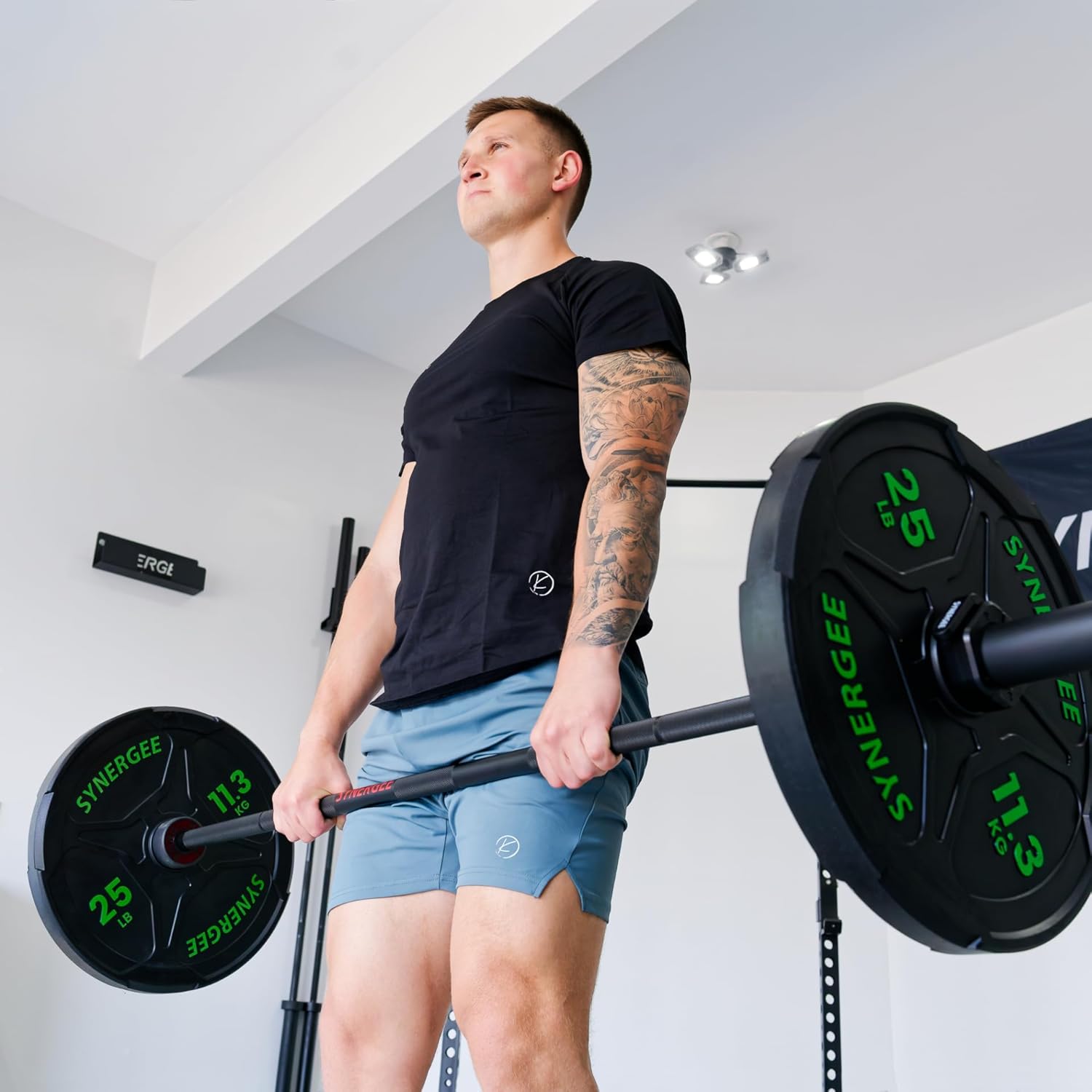 Synergee 45lb Rhino Power Bar Cerakote Finish Barbell. Rated 1500lbs for Powerlifting - Deadlift - Squat - Bench Bar