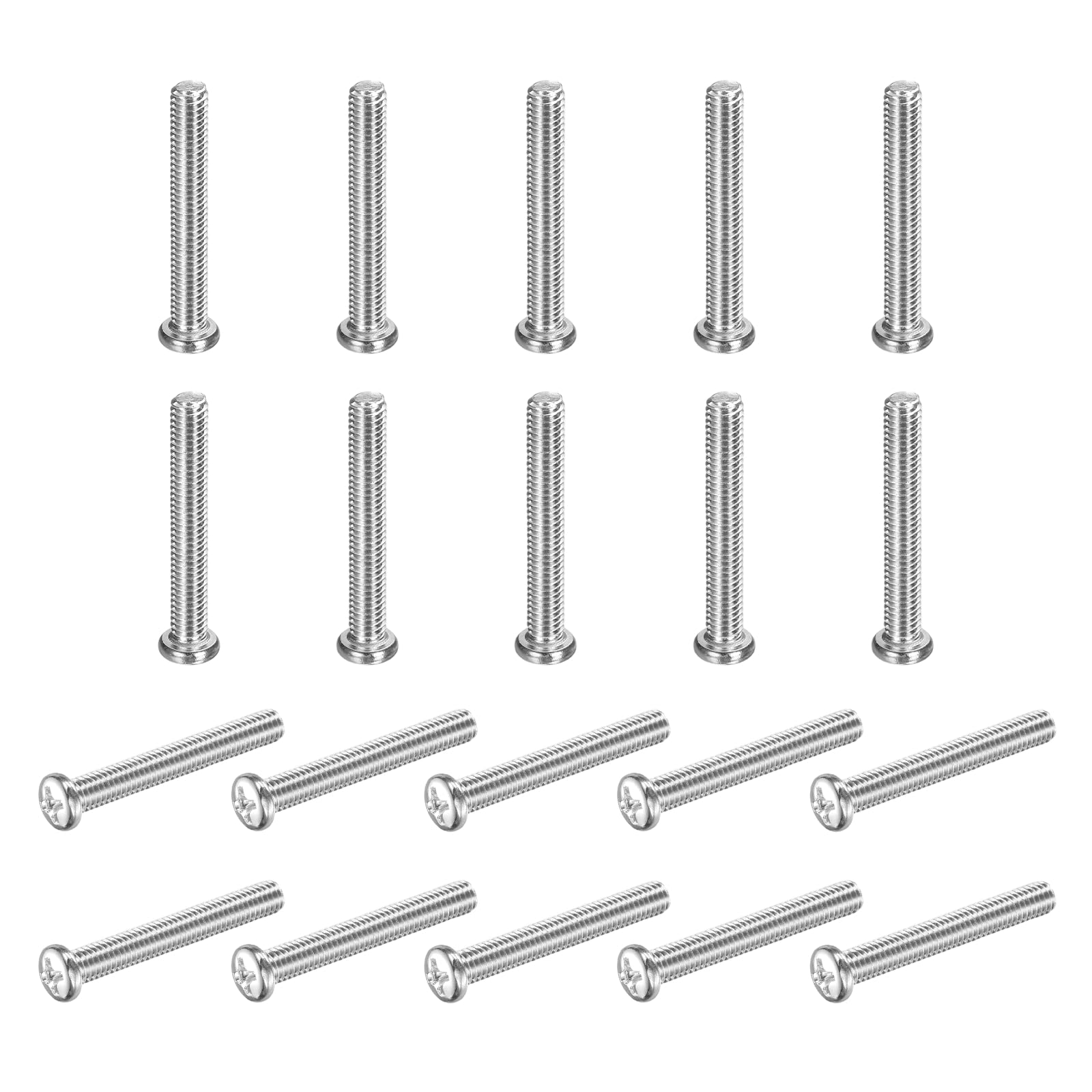 sourcing map 50 Pcs M4x30-0.7mm Phillips Pan Head Machine Screws, Carbon Steel Full Thread