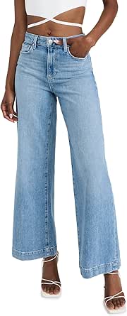 PAIGE Women's Harper High Rise Wide Leg Jeans - Distressed Light Wash, 30 Inseam