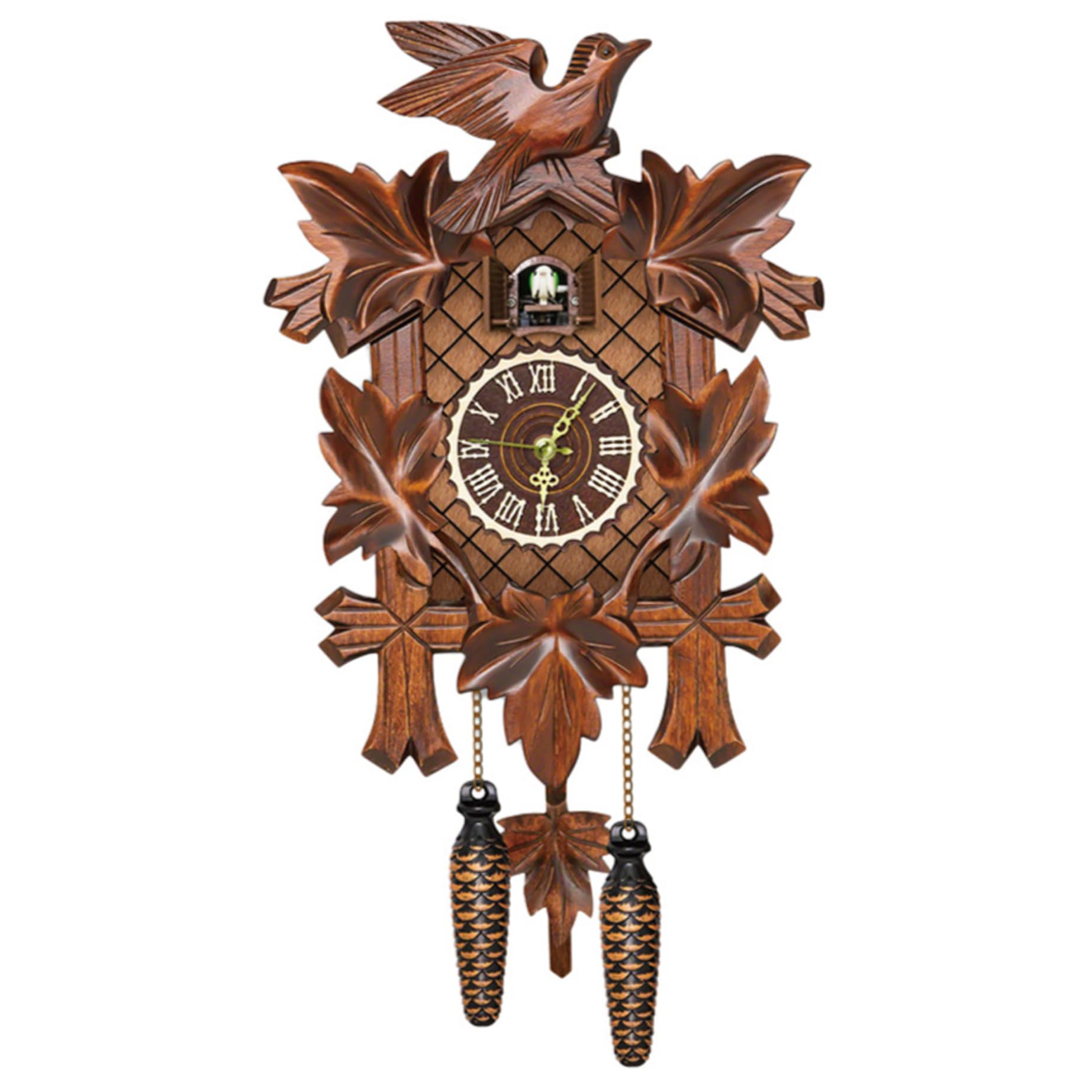 Horloge à Coucou en Bois avec Pendule d'oiseau Qui Travaille – Horloge Murale Coo Coo avec Mode Nuit pour Salon, Chambre à Coucher, Pendaison de crémaillère