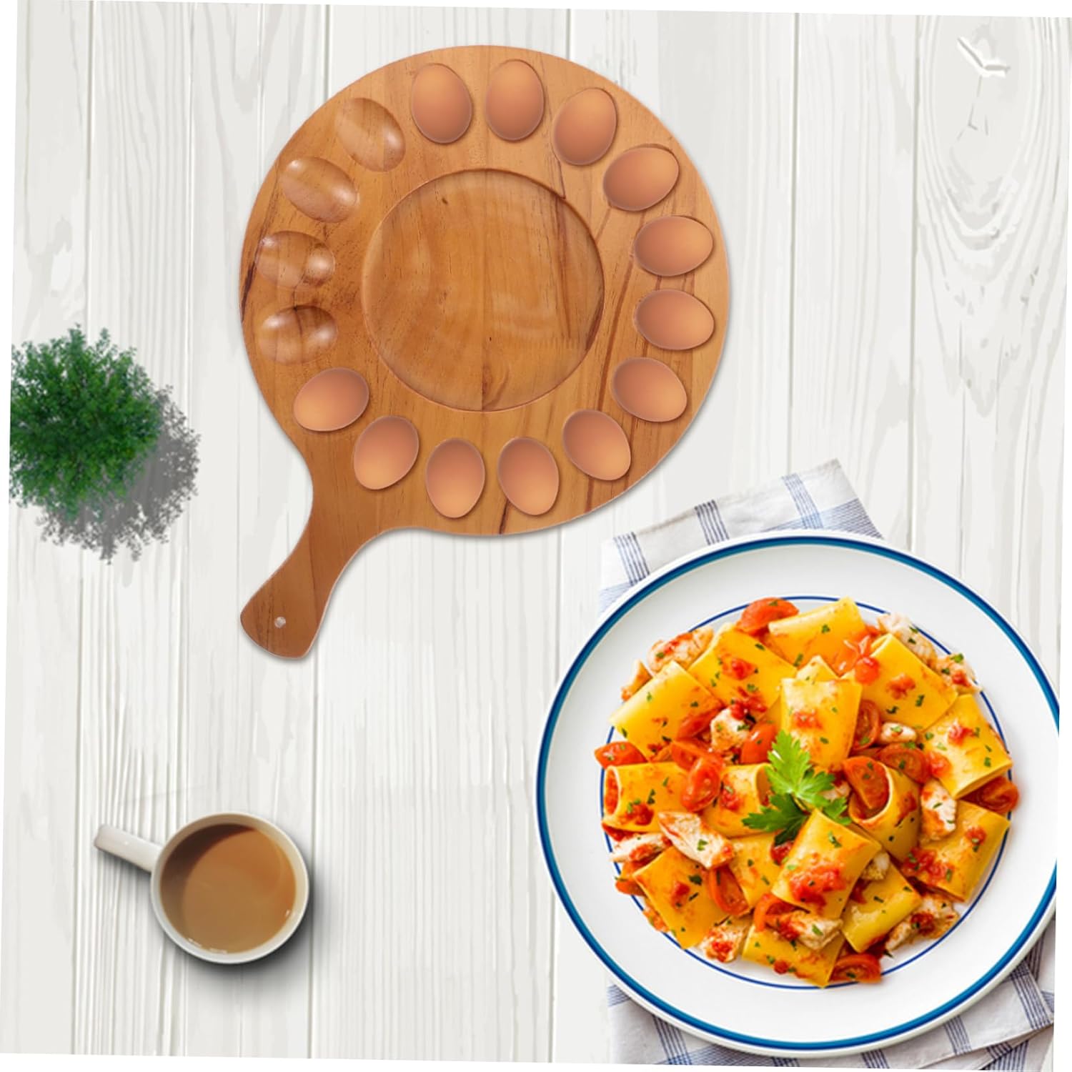 Wooden Deviled Platter Holder for Refrigerator and Countertop Creative Charcuterie Board Segmented Design for Organized Kitchen Storage