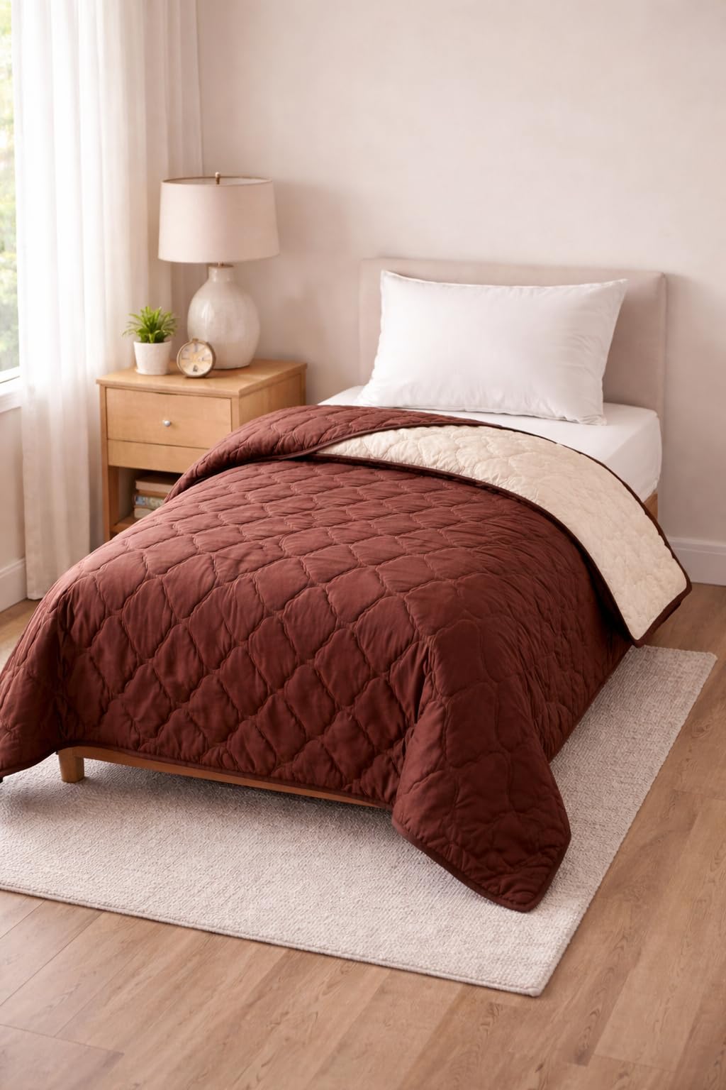 AAZEEM Comforter Set Single Solid Color All Season Soft Down Alternative Blanket & Luxurious Microfiber Bed | 60 X 88 Inches | Brown Color |-picture-24