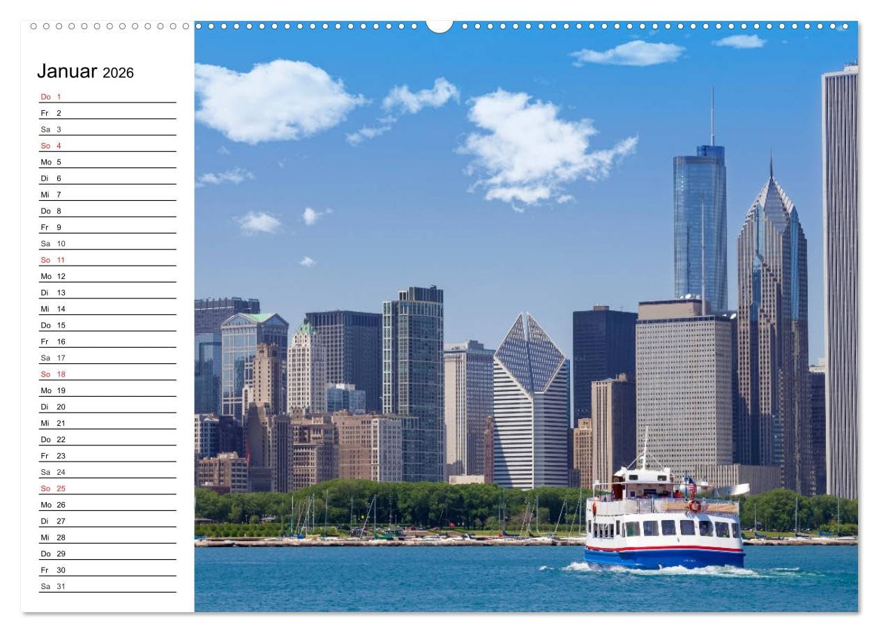 CHICAGO Stadtzentrum (Wandkalender 2026 DIN A2 quer), CALVENDO Monatskalender: Die markante US-Metropole