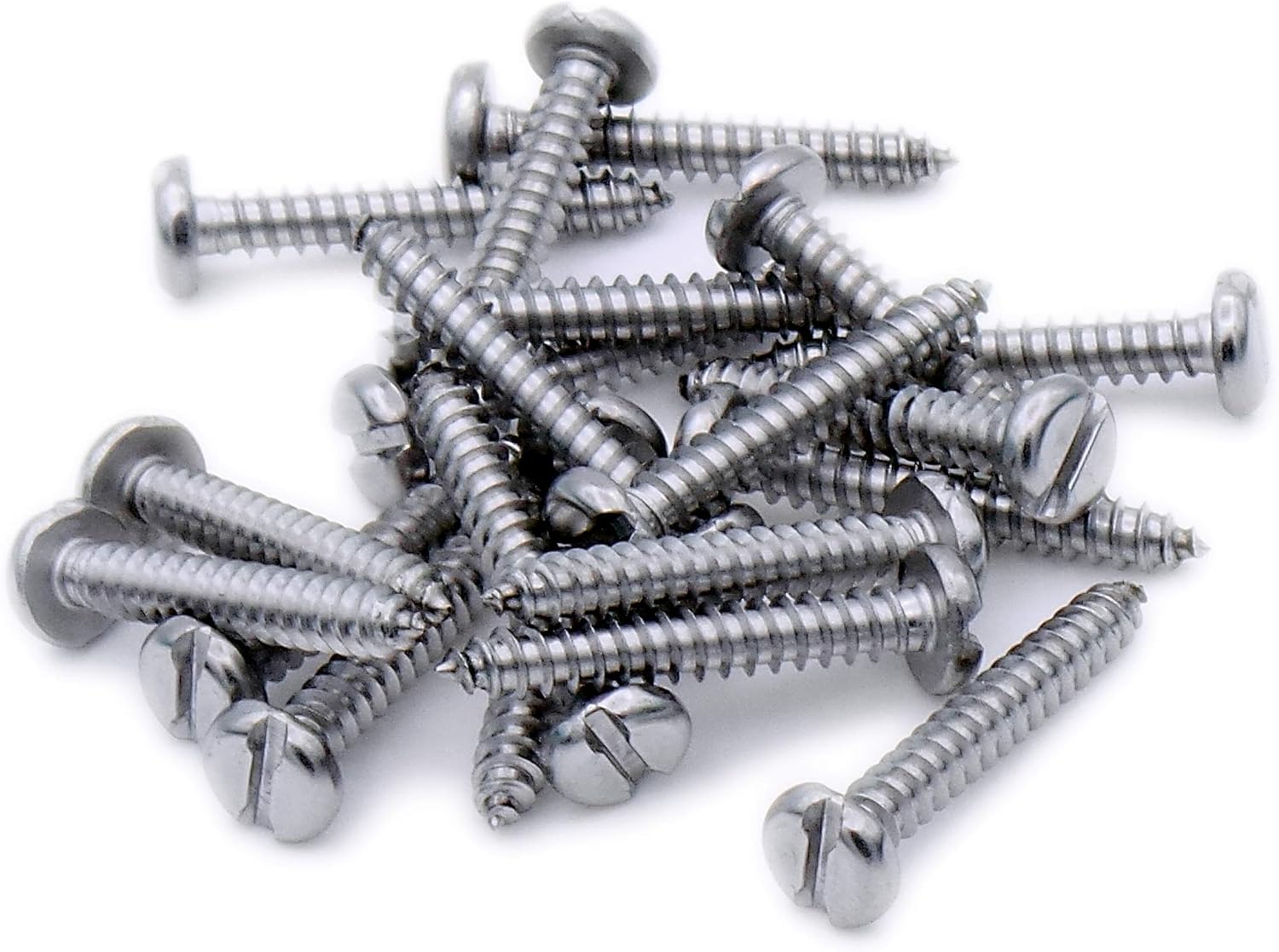 No.8 x 1 (4.2mm x 25mm) Slot Pan Self-Tapping Screw - Stainless Steel (A2) (Pack of 20), Silver, 4.2x25 - A2(20) - Image 3