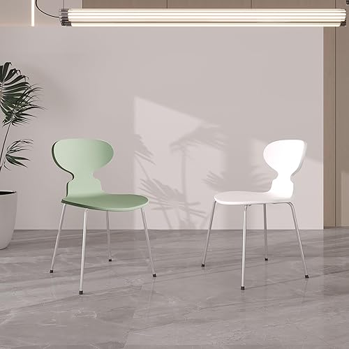 Miniatura 7 de Un juego de 2 sillas de comedor modernas de mediados de siglo, sillas de comedor, sillas de cocina de plástico (negro)