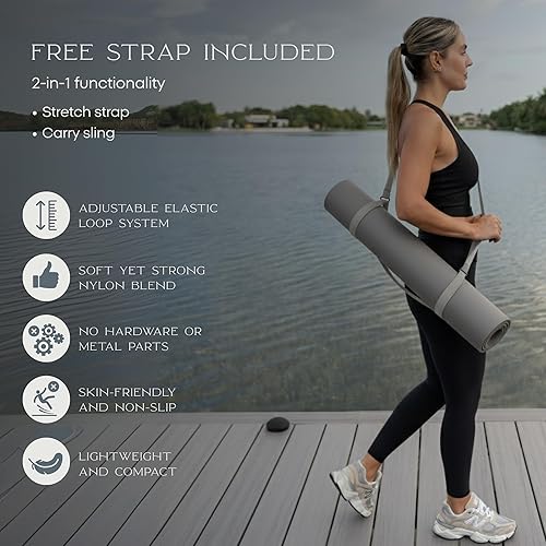 Miniatura 3 de FFLLOOWW BODY & SOUL Tapete de yoga antideslizante de alta calidad para entrenamiento en casa, gimnasio en casa, yoga y pilates, incluye correa