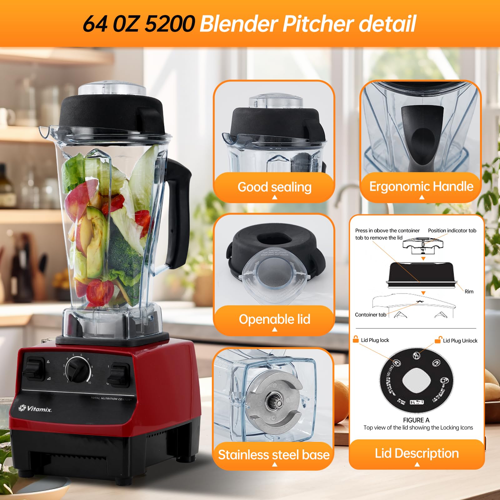 Amazon | JUBAOPEN Vitamix ブレンダーピッチャー 64オンス対応