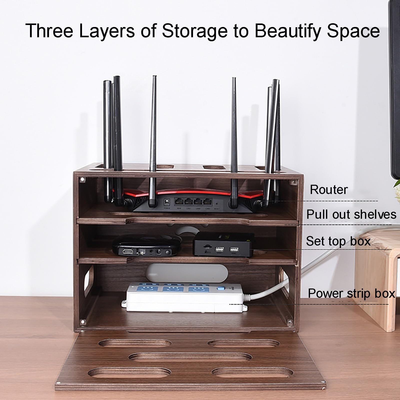 Wireless Router Storage Cabinet Wireless Router Storage Box, Solid Wood ...