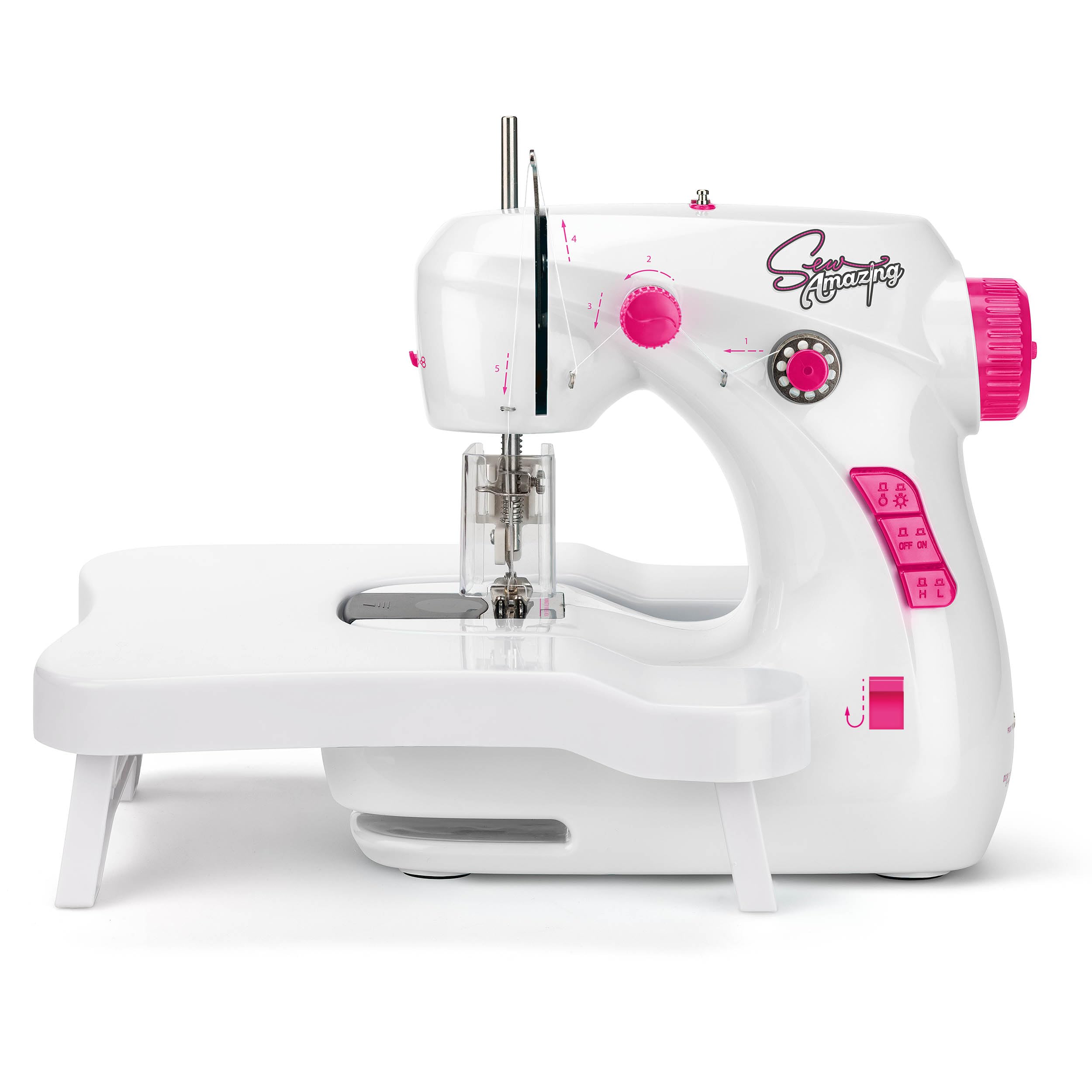 Sew Amazing Workshop, Kids Beginners Sewing Machine with Extendable Table, Accessories Included