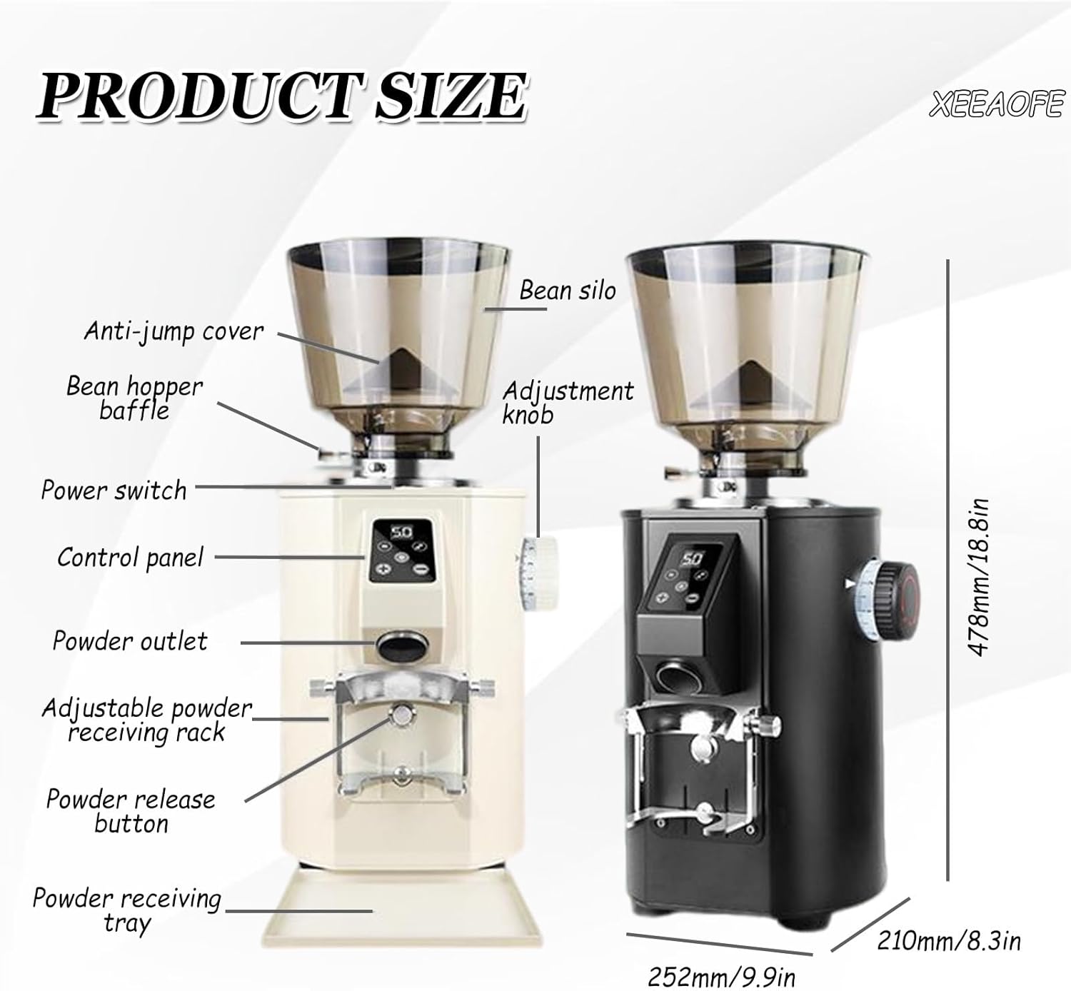Flat Burr Espresso Coffee Grinder Electric - Single/Double Cup Selection | Anti-Static | for Pour Over/Drip/French Press, Coffee Bean Grinder for Home Use Beige