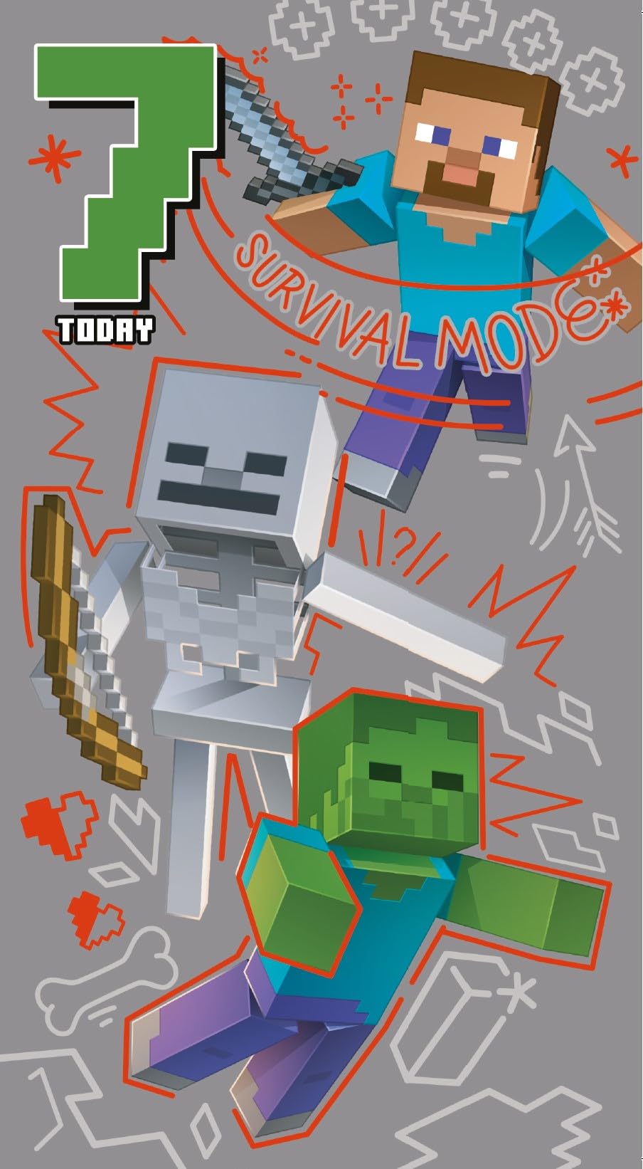 Minecraft Birthday Card Age 7, Happy 7th Birthday Card for Minecraft Lovers
