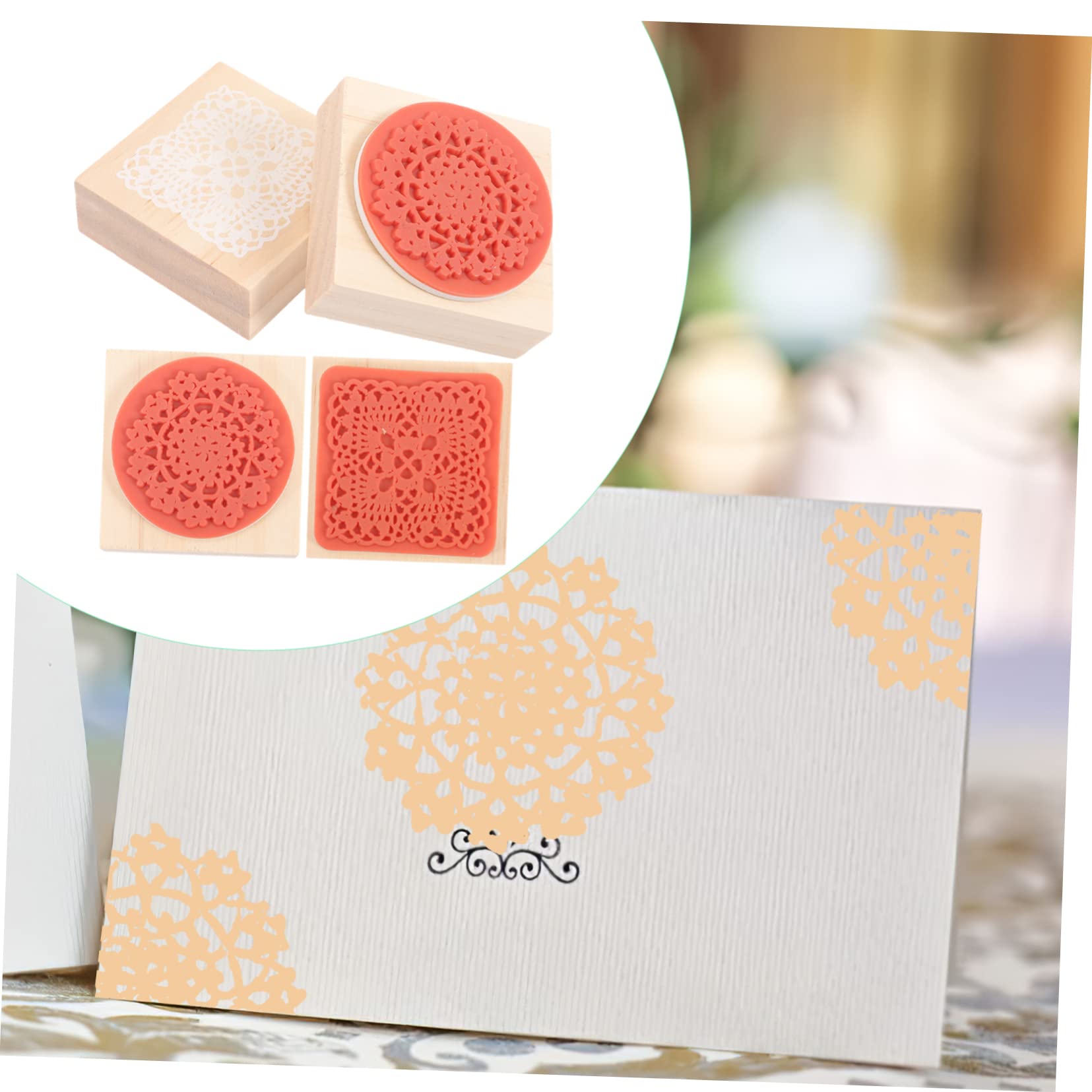 NUOBESTY 16stücke Teiliges Holzstempel Mit Romantischen Spitzenmustern Runde Und Quadratische Designstempel Für -karten Scrapbooking Und Kreative Bastelprojekte