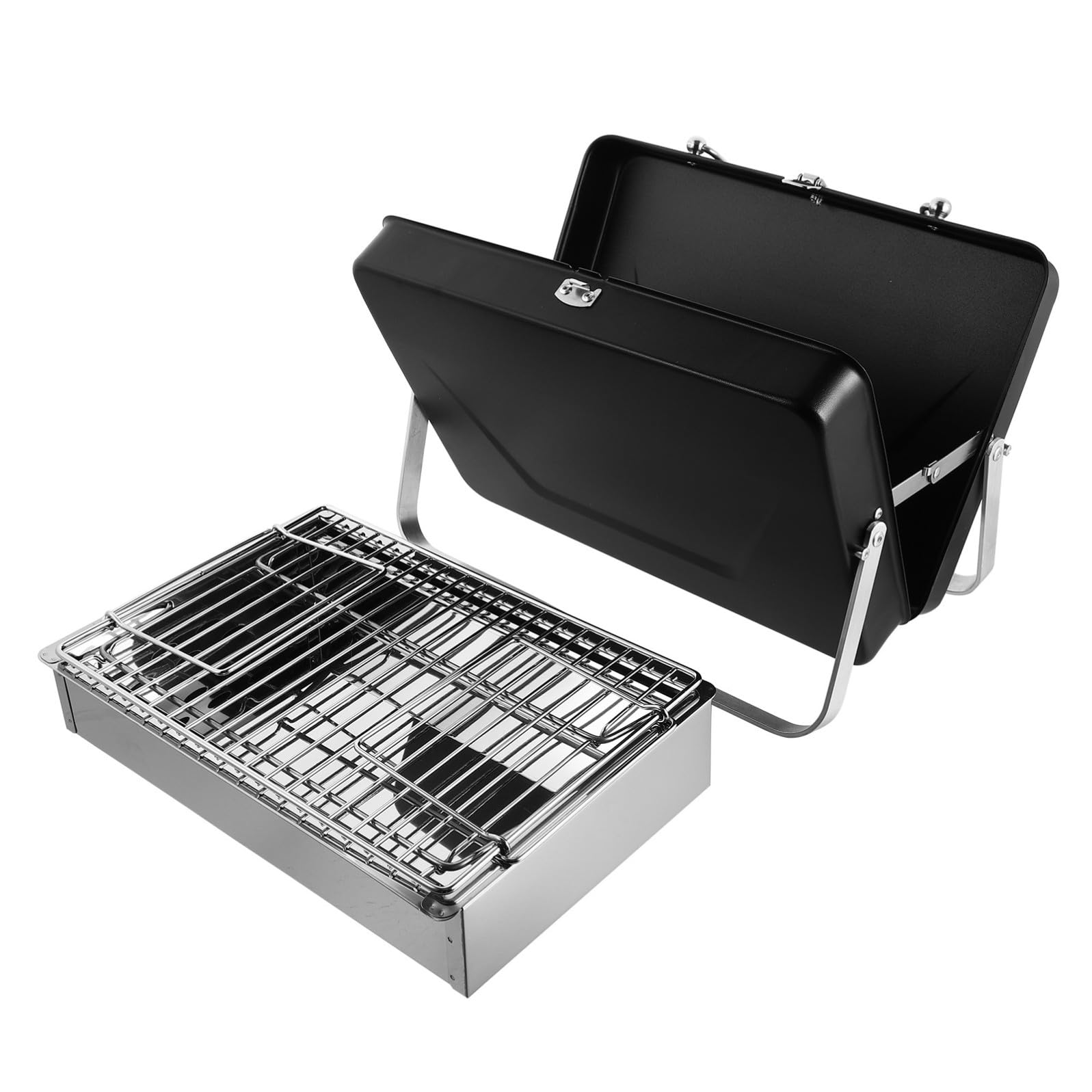 Barbecue Portatile in Metallo Nero Pieghevole Leggero per Patio e Cortile, Fornello da Campeggio per Picnic e Barbecue All'aperto