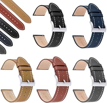 Leather Watch Straps for Men Women, Quick Release Watch Strap With Stainless Buckle, Replacement Watchbands 18mm 20mm 22mm