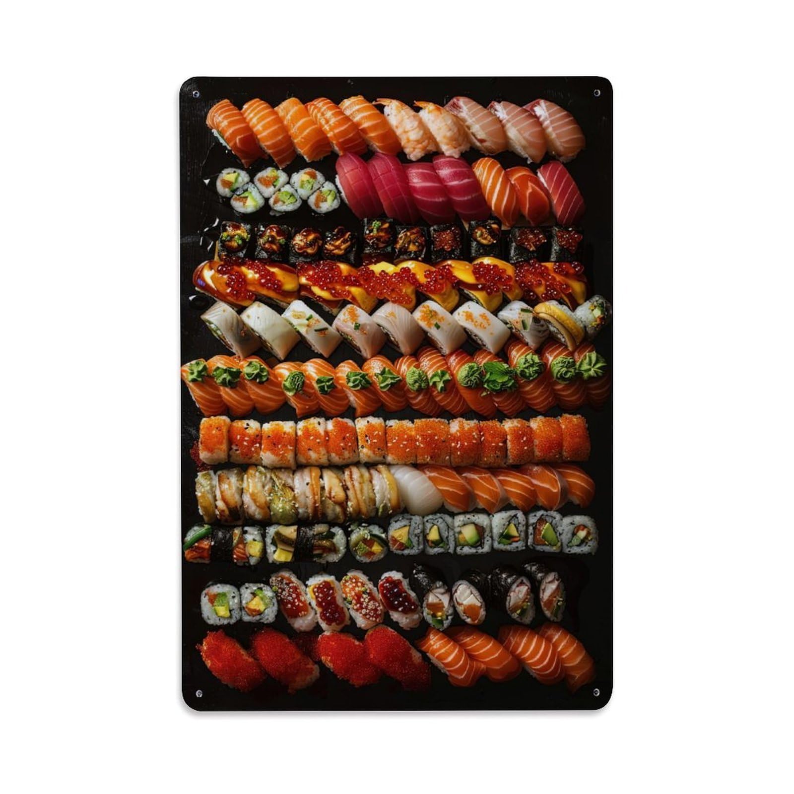 Sushi Poster Japanese Culinary Vintage Metal Tin Sign Plaque Wall Decor for Cafe, Club Bar, Office, Home Garden Metal Poster 8x12Inch