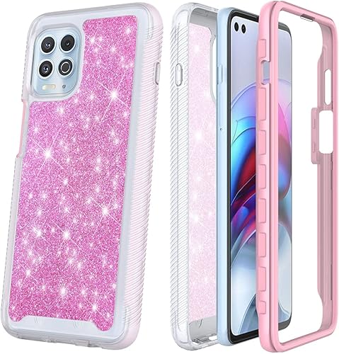 Miniatura 8 de Funda compatible con Motorola Moto Edge S Moto G100 con purpurina de cuerpo completo con protector de pantalla integrado, resistente de doble capa a