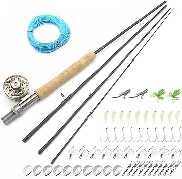 Amazon 新しい6 6フィート7フィートフライフィッシングロッドリールコンボ4セクションポータブルフライフィッシングロッドフライフィッシング リールフックセット初級ハエ釣り竿フライフィッシングロッド淡水フライフィッシングロッドコンボ Zyyuj Size 1 98m Set