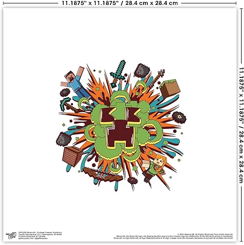 Miniatura 6 de Trends International Gallery Pops Minecraft Funtage Creeper Explosion - Póster de pared, 12 x 12 pulgadas, versión sin marco