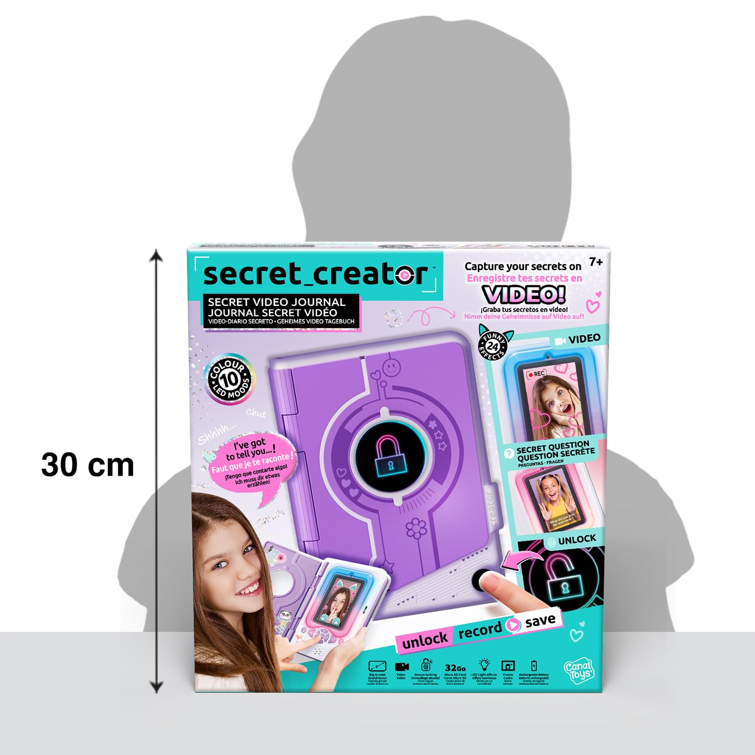 Canal Toys - Diario Segreto Video per Bambini Viola - Registra i Tuoi Segreti in Video e Foto - Regalo Bambini Giochi Elettronici 7 Anni + - Impronta Digitale - 24 Effetti - 32 GB - LED - Inf 043