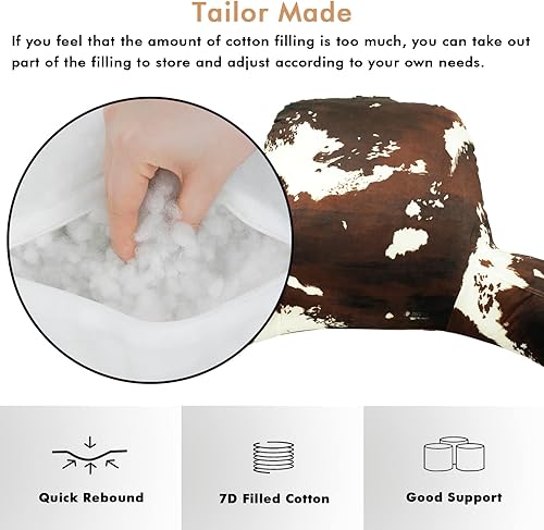 Miniatura 4 de Quhrezw Almohada de lectura con estampado de vaca, almohada de apoyo de espalda para adultos, almohadas de respaldo con brazos para sentarse en la