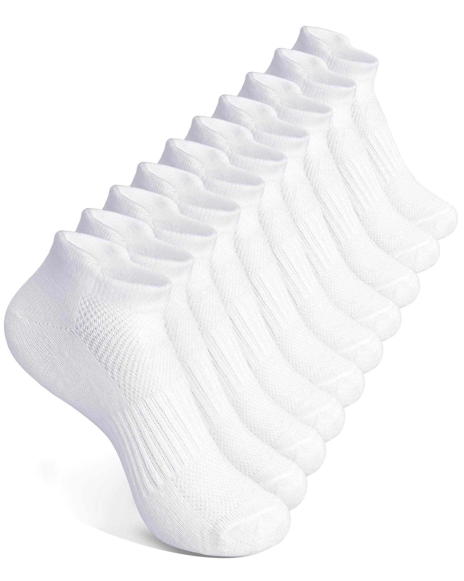 10 pares de calcetines para niños y niñas, calcetines atléticos de corte bajo, medio acolchado, de algodón, invisibles
