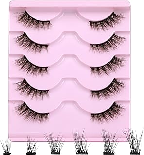 Newcally Eyelashes Half Lashes Natural Cat Eye Wispy False Eyelashes Fluffy Volume Strip Fake Eyelashes Accent Corner 3/4 Eye Lashes Cluster DIY Eyelashes 5 Pairs
