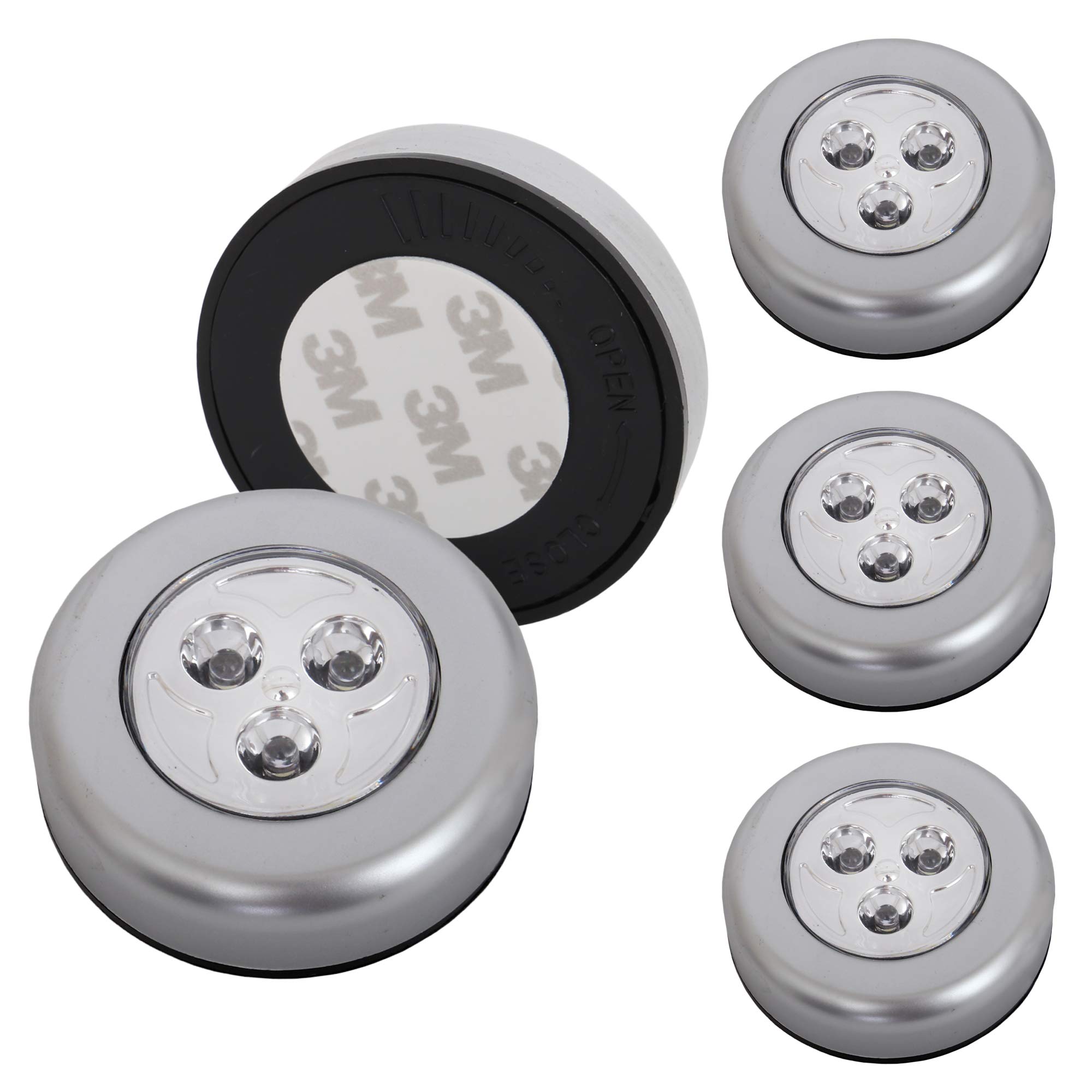 Briloner Leuchten 2633-054 Lot de 5 spots LED autocollants - éclairage sans fil pour meubles - placards etc. - à piles - fonction