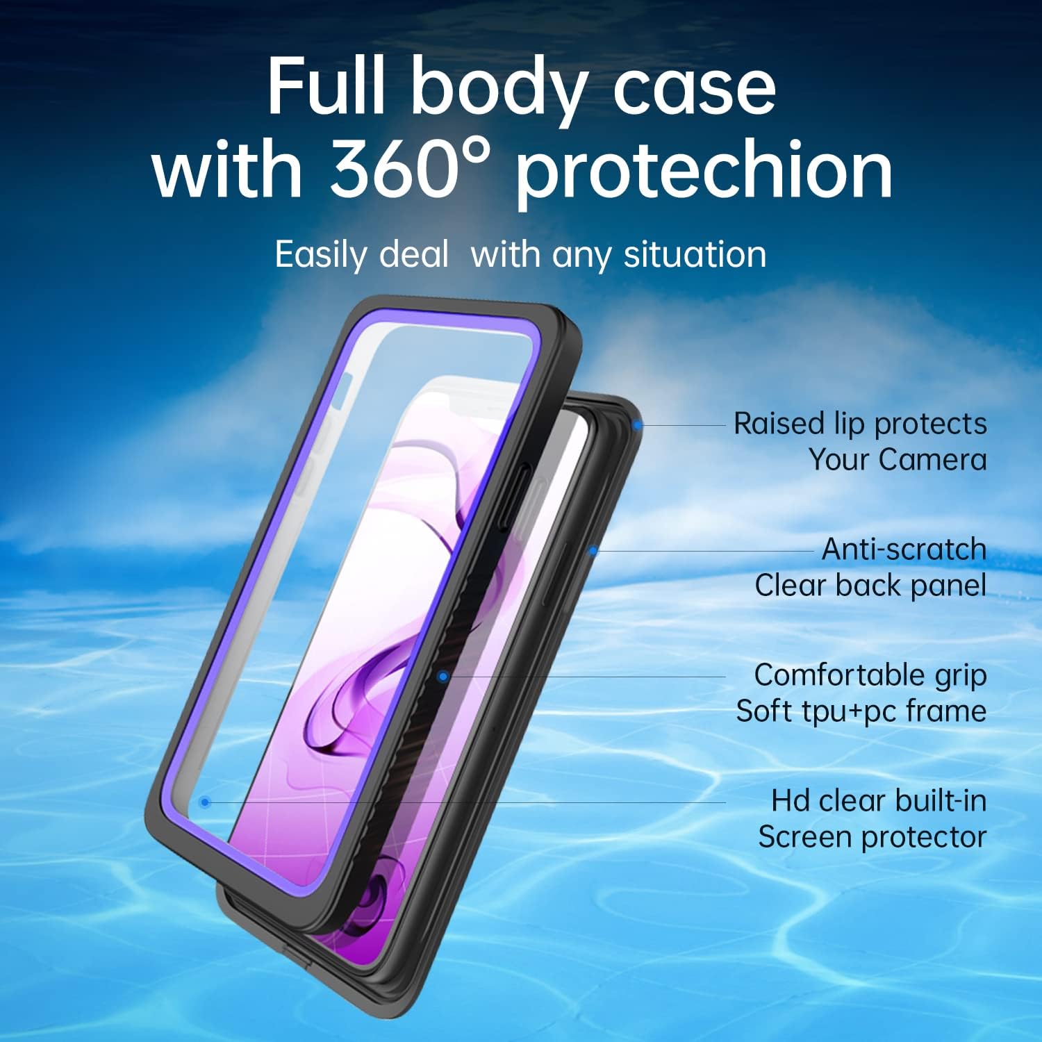 Unbeinst for iPhone 11 Pro Max Case Waterproof,Built in Screen Protector IP68 Waterproof Full Body Heavy Duty Shockproof Case for iPhone 11 Pro Max 6.5Inch(Purple/Clear), 6.5 x 3.4 x 0.5 inches
