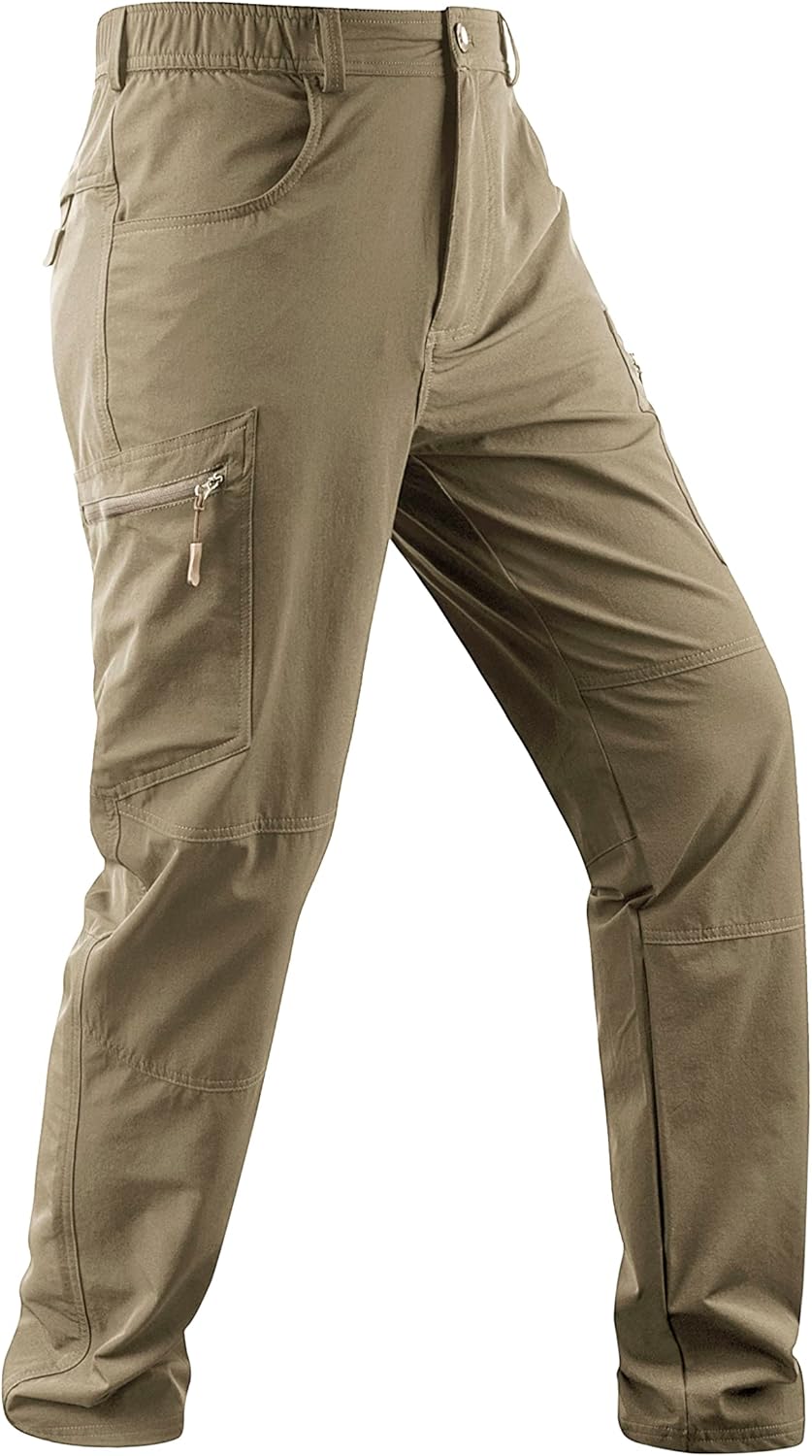 Quick-Dry Men’s Stretch Cargo Hiking Pants with Elastic Waist & Pockets