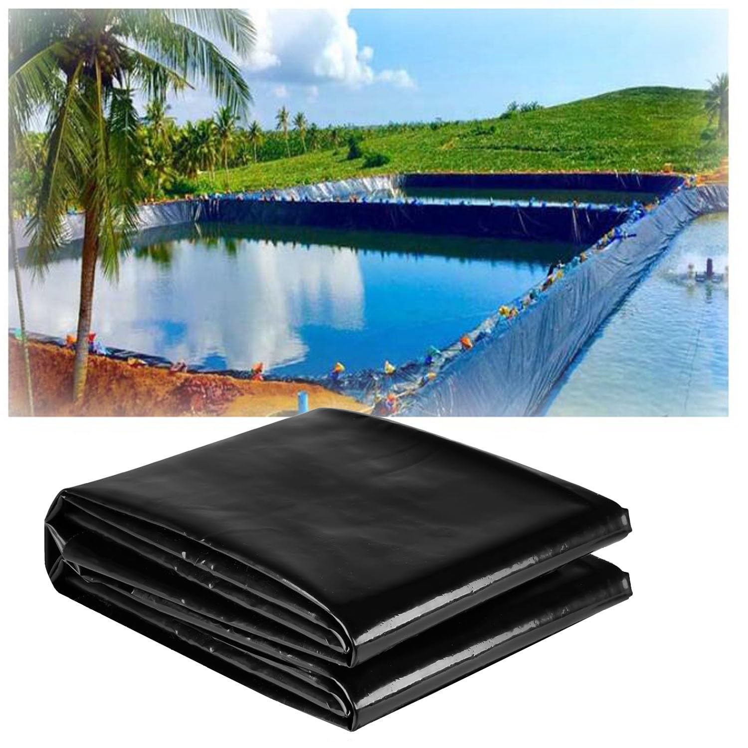 Revestimiento flexible de polietileno de alta densidad para estanques, membrana impermeable de 0,12 mm de grosor, para estanques, cascadas y agricultura, fácil de instalar, disponible en tamaños de 5
