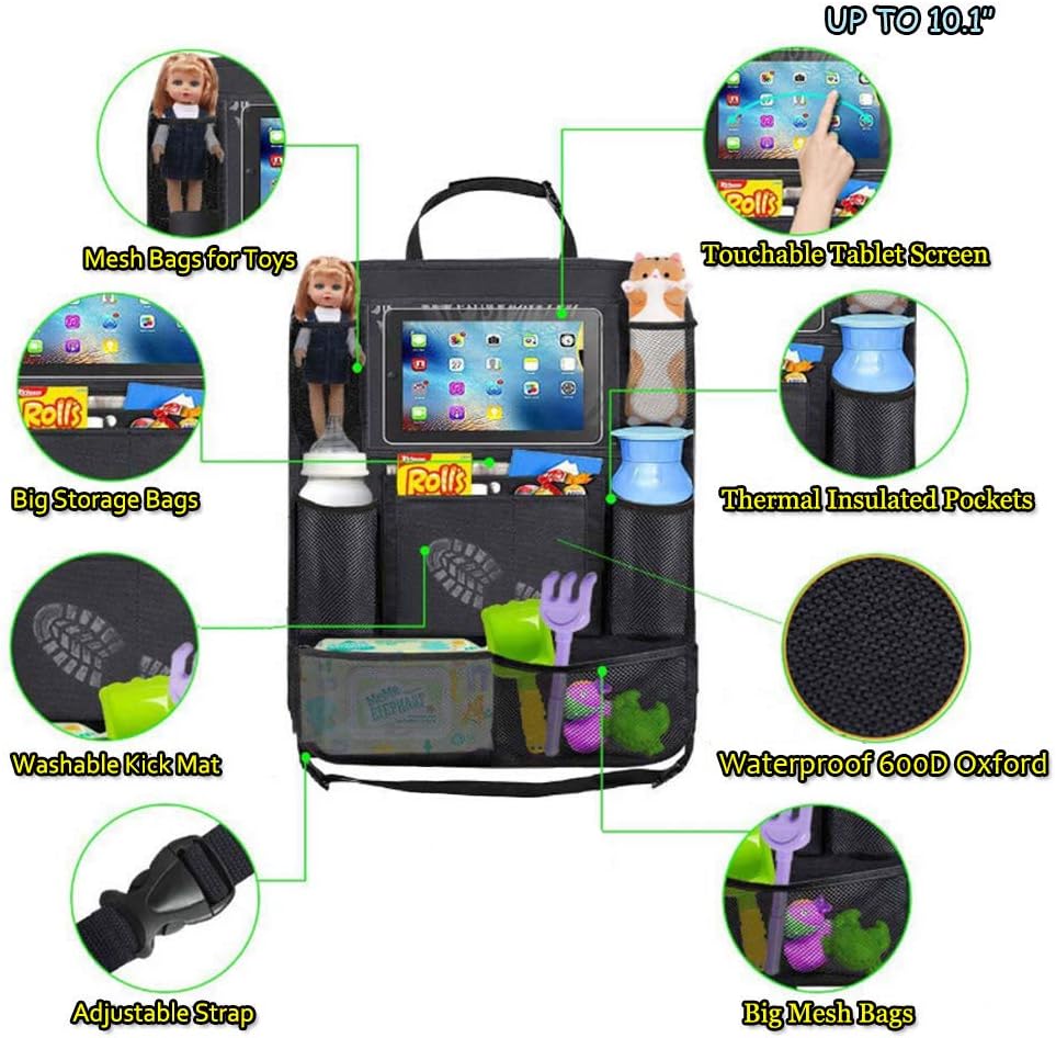 FEimaX 2 Pack Car Back Seat Organisers with Touch Screen Tablet Holder - Image 4