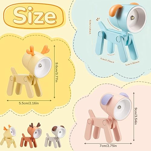 Miniatura 2 de Linda luz nocturna LED forma de ciervo para perro soporte ajustable para teléfono lámpara de noche portátil de mesa de lectura luz suave para