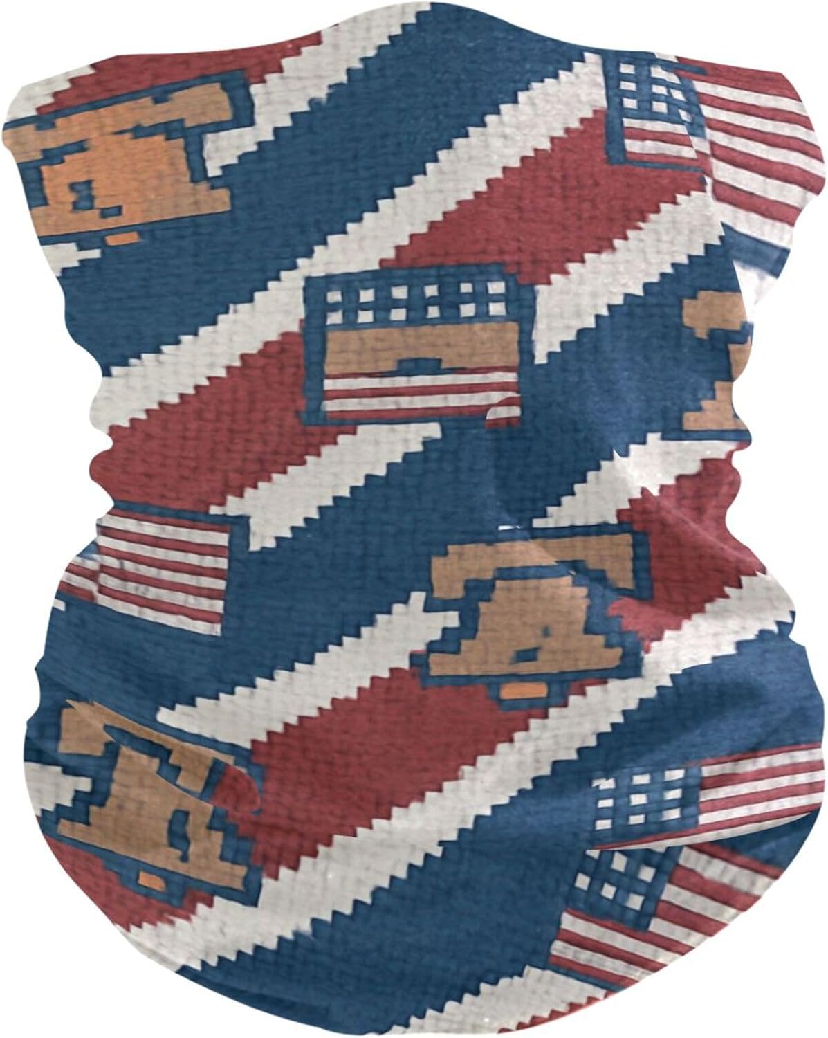 GuoChe Pixel 8-bit Striped Wallpaper Four season Dust and Dirt proof Balaclava Neck Gaiter Quick Drying Balaclava Cloth Face Masks for Adults for Running Running Halloween Costumes - Image 1 of 9