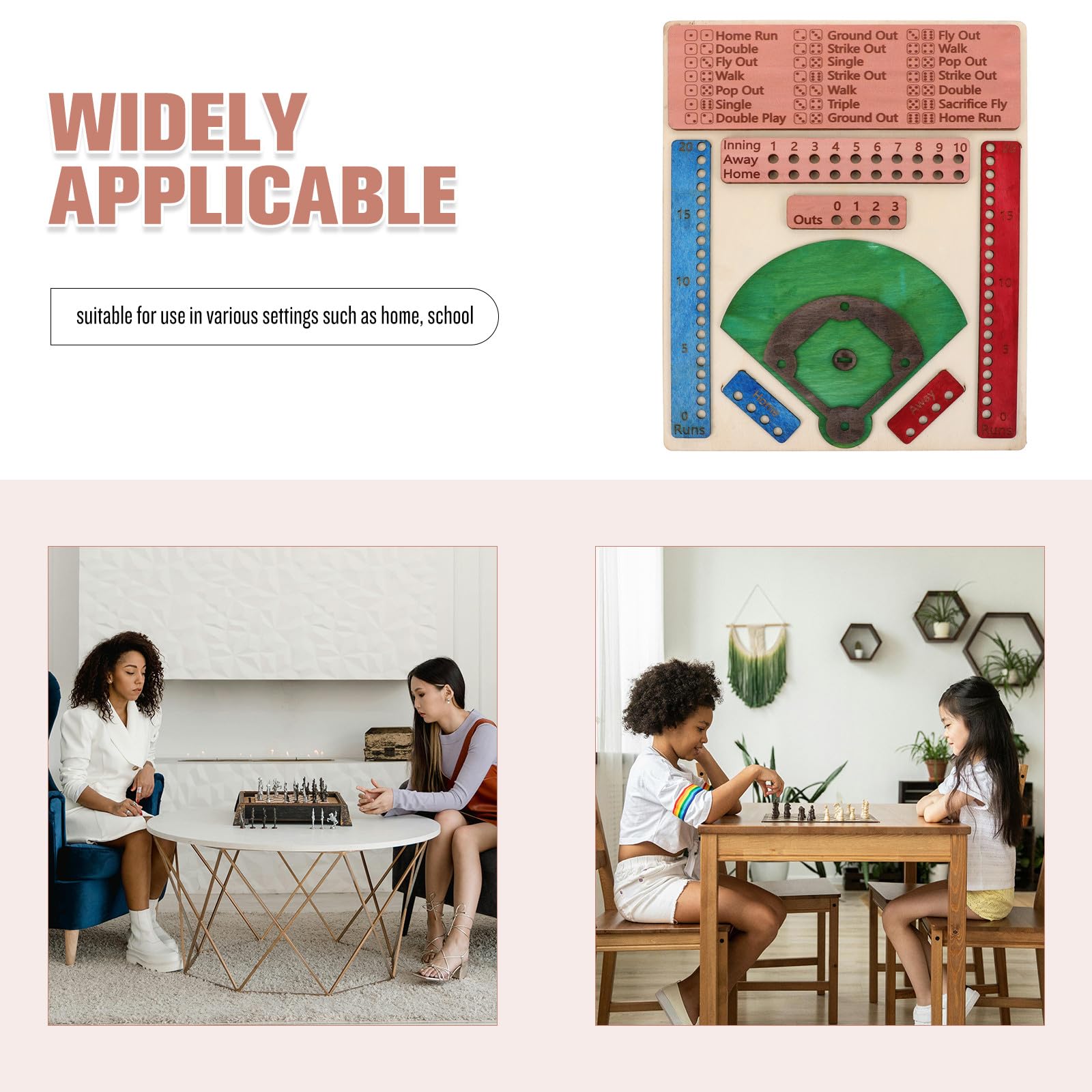 LALAFINA Gioco da Tavolo e Stile Semplice ed Elegante in Legno Design Competitivo di Baseball per Feste e Riunioni Divertenti