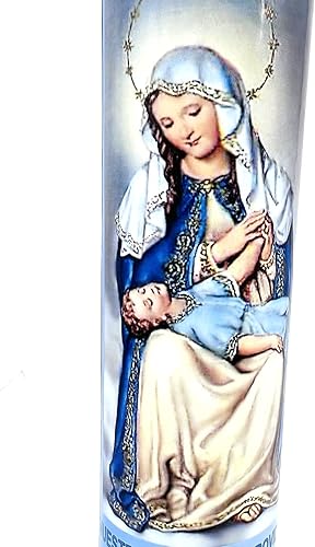Nuestra Señora de la Providencia veladora de rezo sin fragancia 14 oz vaso grande una pieza vela de oración de una pieza 14 oz de vidrio alto