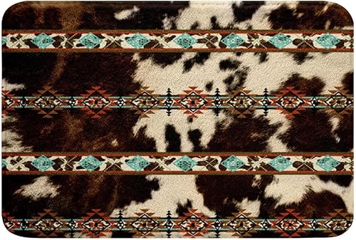 Erosebridal Alfombra de cuero de vaca occidental, alfombra de baño con estampado de vaca marrón, alfombra de ducha con estampado de vaca marrón,