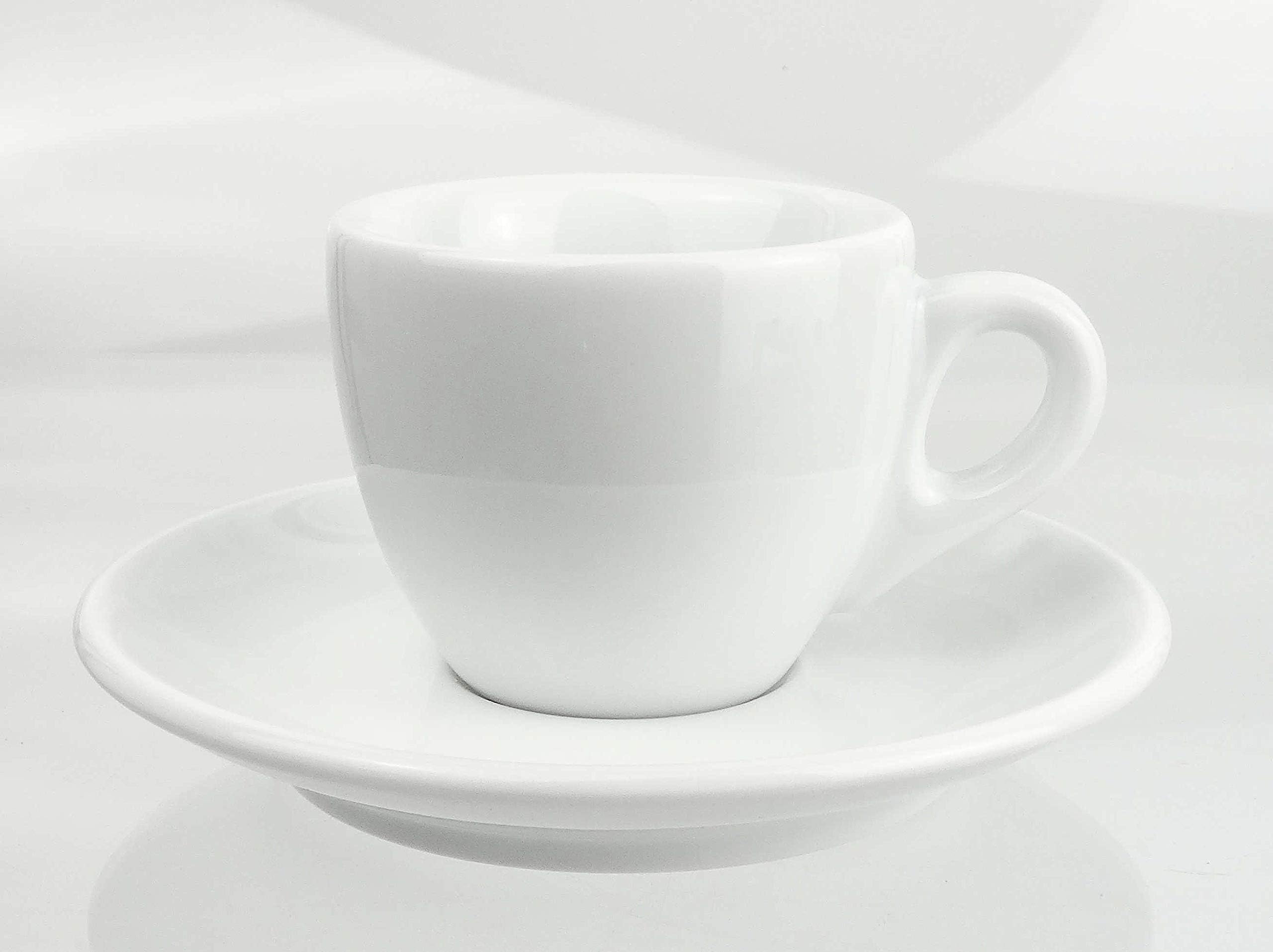 Extra Thick-Walled Italian Espresso Cups »Verona« (0.85 cm Cup Wall / Maximum 65 ml), Handmade (6 Cups & Saucers) / Made in Italy