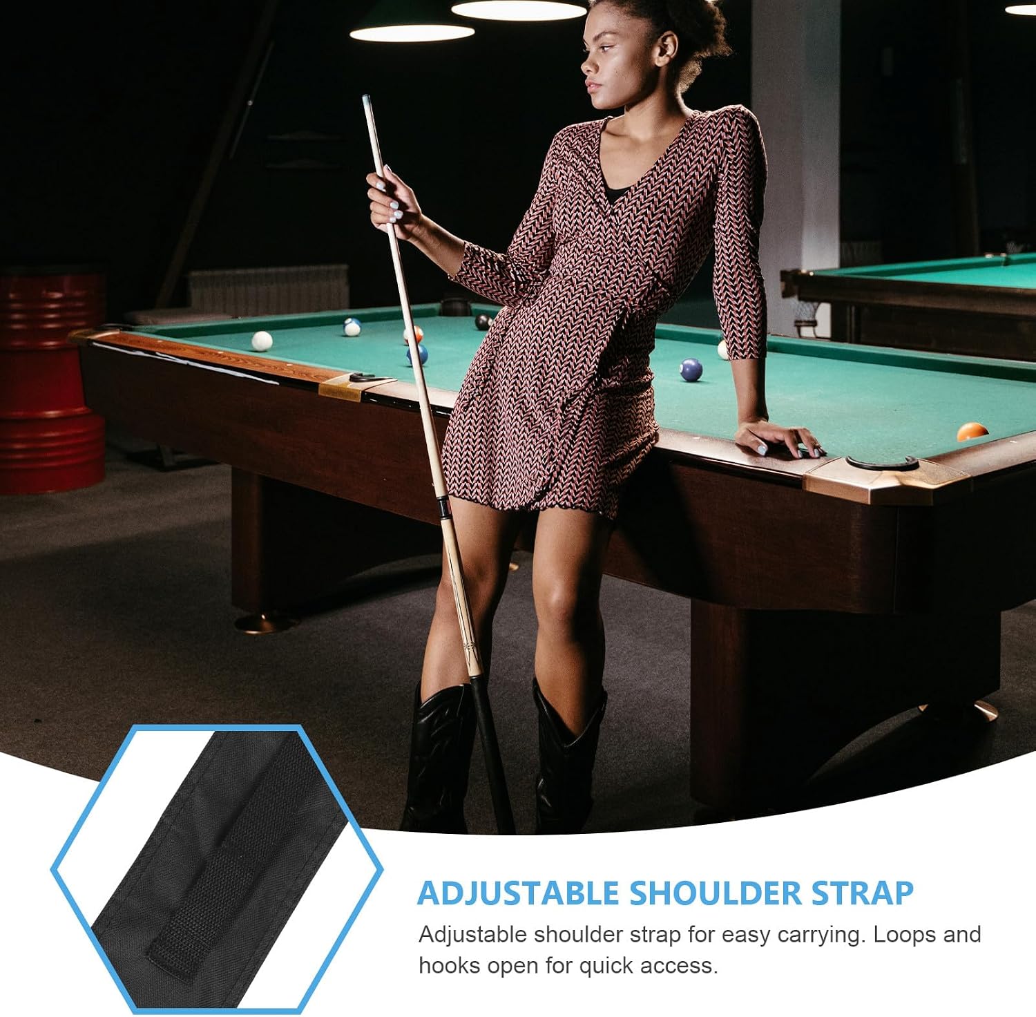 OSALADI Reusable Pool Cue Pouch and Billiard Cue Protector Bag for Sturdy Portable Pool Stick Case Suitable for Billiards and Casual Activities