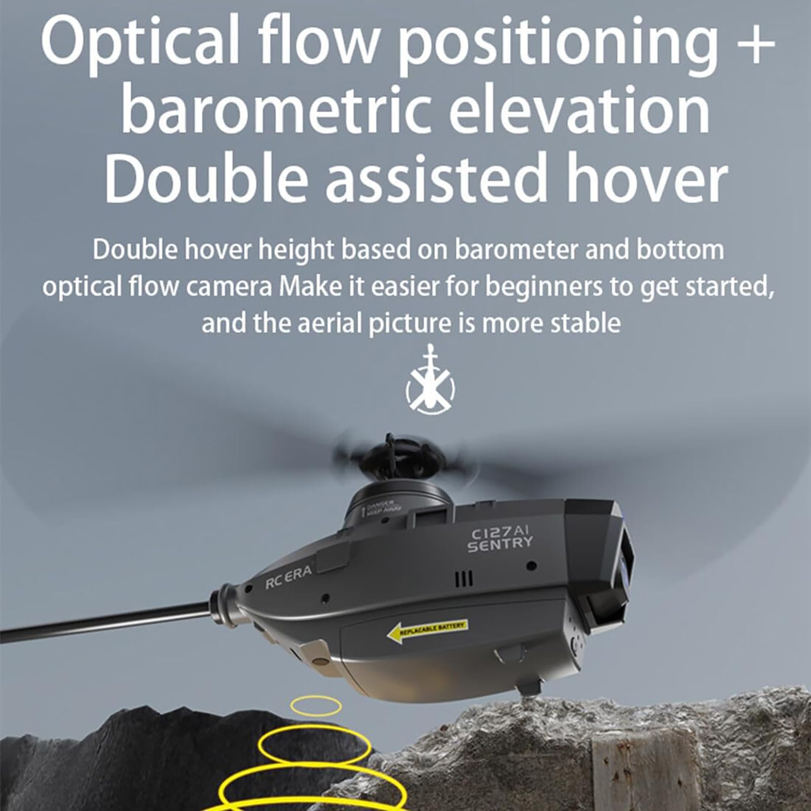 Helikopter RC C127AI z kamerą 1080P, model bezszczotkowego drona zwiadowczego 2.4G 4CH z jednym silnikiem, model samolotu z 6-osiowym żyroskopem, wersja RTF,Black