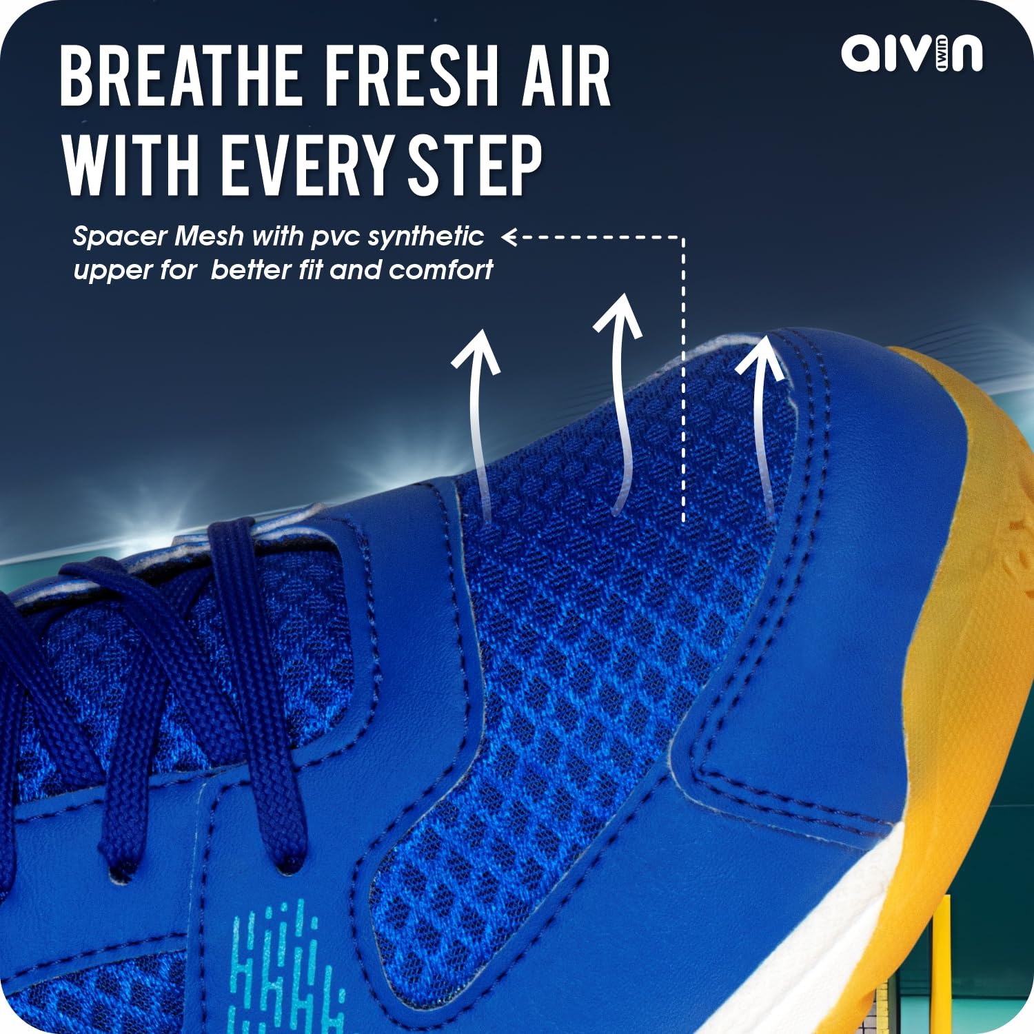 AIVIN Attract Badminton Shoes | Badminton Shoes | Men Non Marking Shoes for Badminton | Anti Skid Breathable Sports Shoes (Blue, UK Footwear Size System, Adult, Men, Numeric, Medium, 5) 4