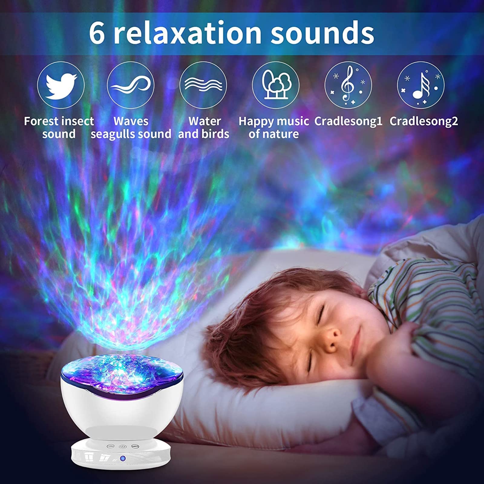 Ocean Wave Projector, 12 LED Remote Control Night Light