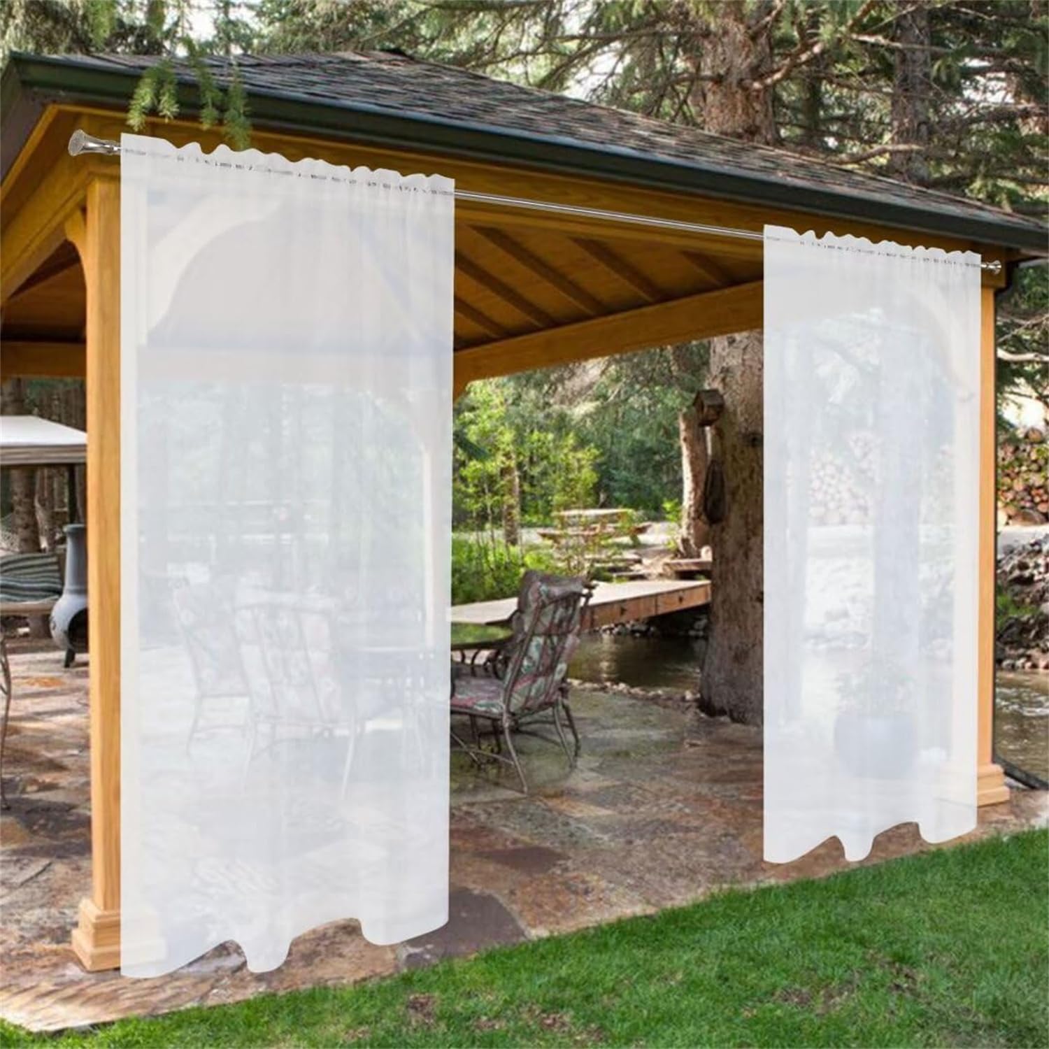 2x Outdoor Vorhänge 132x213cm - Transparenter Sichtschutz Für Terrasse