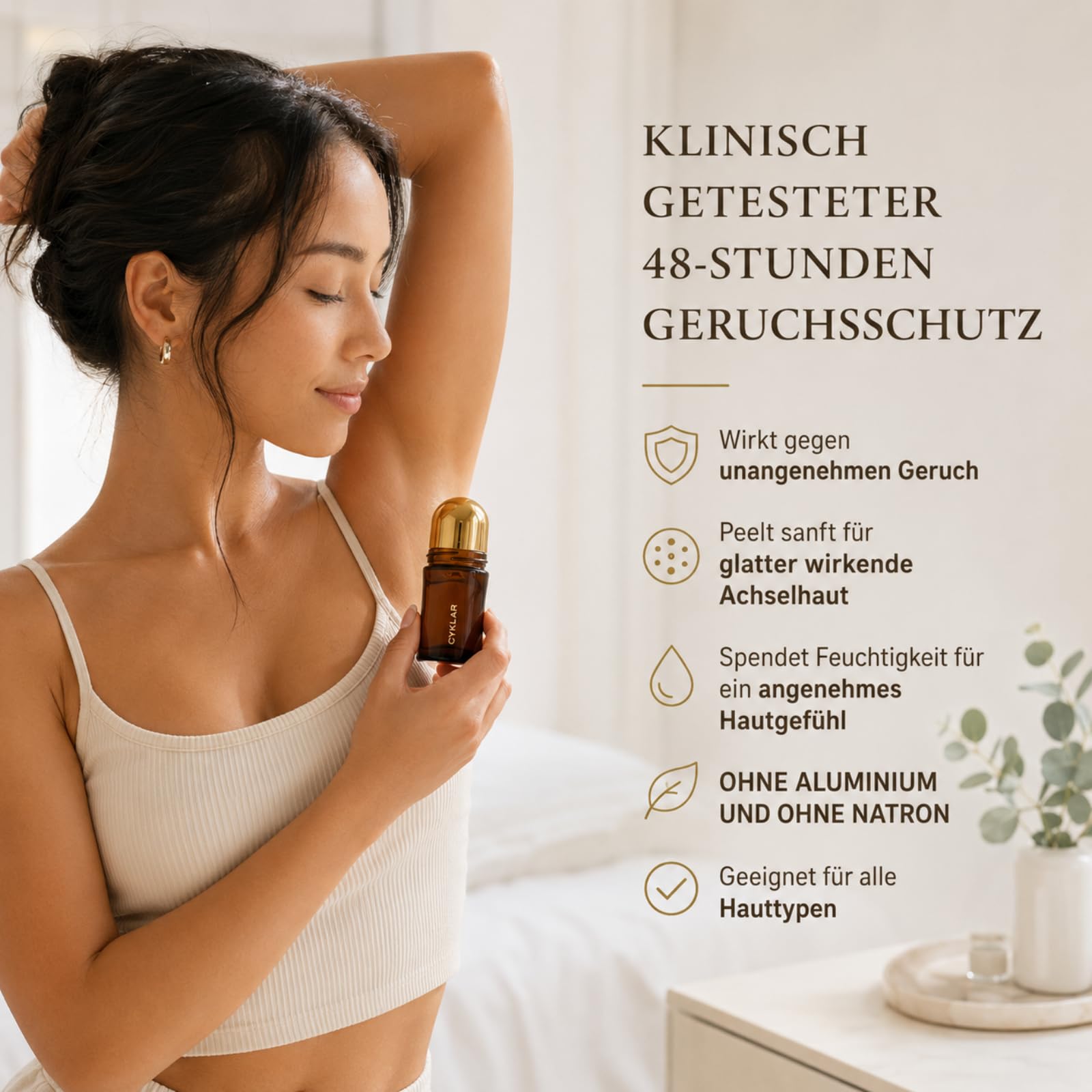 Cyklar Vanilla Verve Mandelic Acid Brightening Deodorant Gel Roll On Mit Mandelsäure Vanille Duft Für Achselpflege Frisches Hautgefühl Alltag (3PCS)