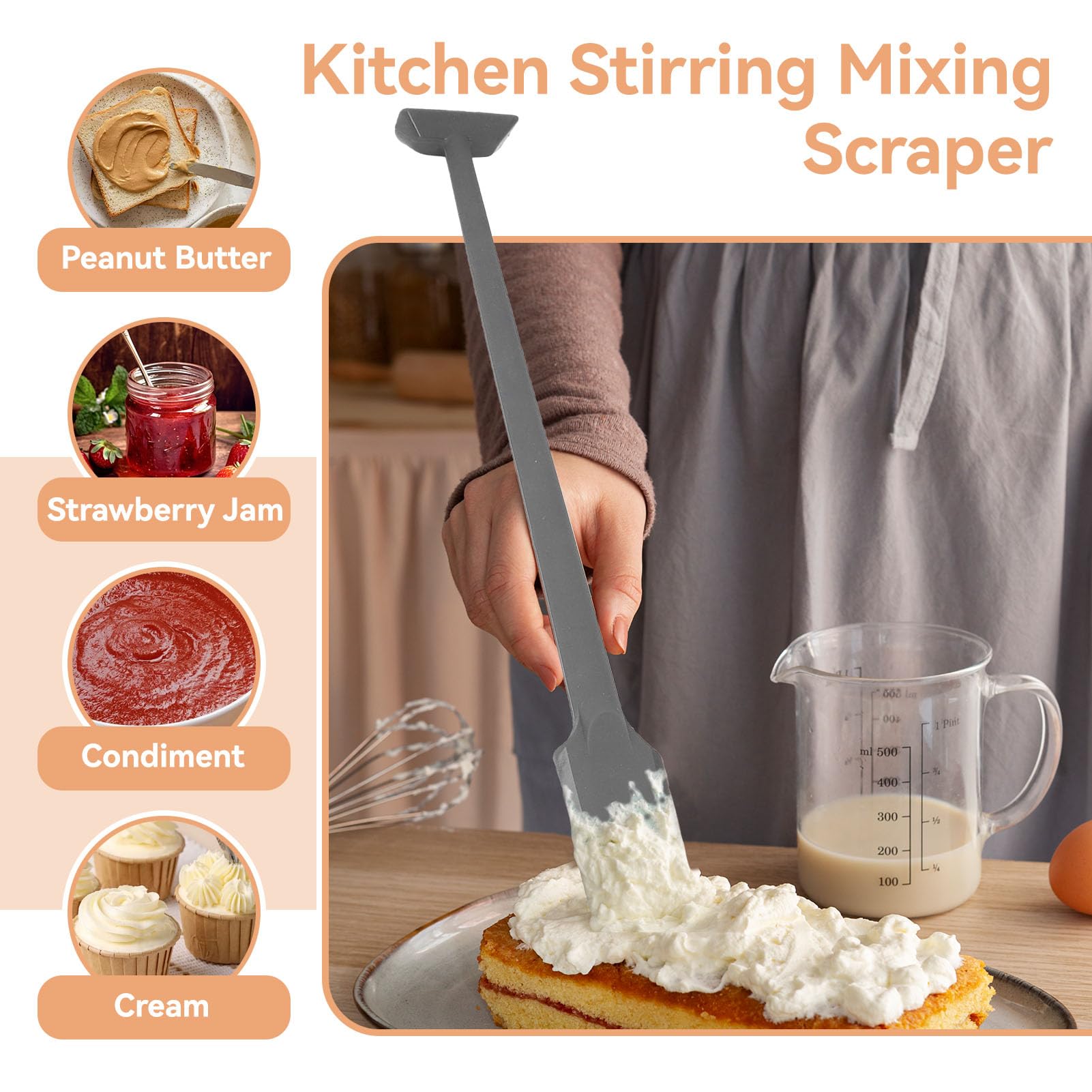 Lot De 4 Spatules En Silicone à Long Manche, Grattoir De Cuisine Multifonctionnel 86830896