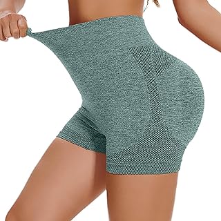 HUIFUAO - Pantalones cortos de gimnasio para mujer, talla grande, pantalones cortos de yoga, cintura alta, levantamiento de glúteos, control de abdomen, sin costuras, para ciclismo, atlético, leggings