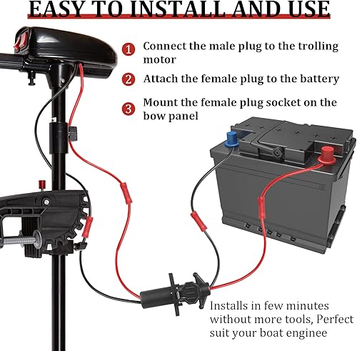 Miniatura 4 de Enchufe de motor de arrastre, enchufe impermeable de 12V-24V de conexión rápida para barco, conector de motor de arrastre de calibre 8 de 2 cables y
