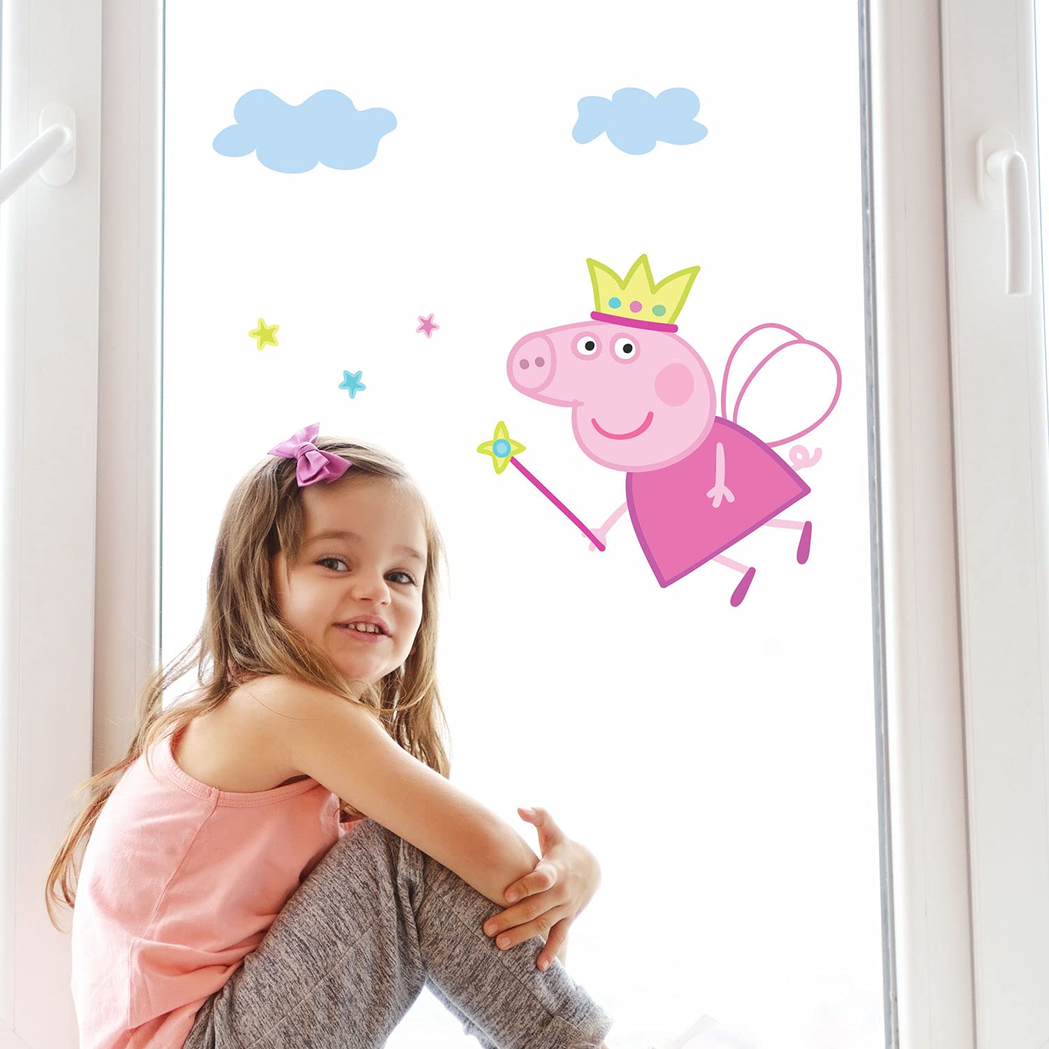 Stickerscape Fairy Peppa Pig Window Stickers (Fairy Princess Window - One Size)| Official Peppa Pig Window Decal, Window Decor | Easy to Apply, Cleanly Removable and Repositionable