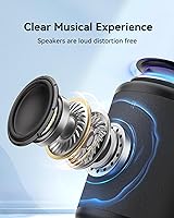 Vista 2 de LENRUE Altavoz Bluetooth Pequeño Portátil con Luces, Sonido Envolvente Estéreo TWS, Alimentado por Tipo C, Bluetooth 5.3, Entrada de Tarjeta AUX TF