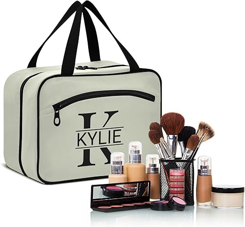 Miniatura 85 de Sinestour Neceser personalizado para mujeres y hombres, organizador de maquillaje de viaje con gancho para colgar, bolsas de cosméticos, bolsa